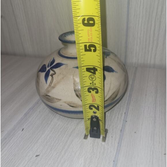 Vintage Handmade Floral Art Pottery Stoneware Flower Vase Shelf Sitter - Picture 3 of 5